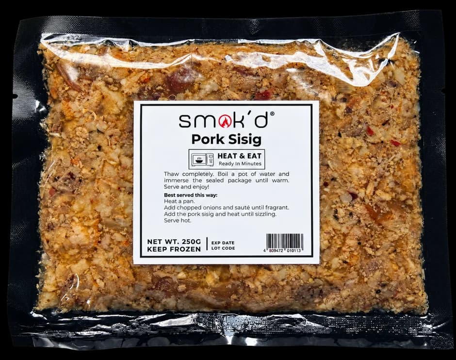 Smok'd Pork Sisig approved vacuum-sealed pack